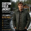 Men's Deep Forest Green Field Leather Jacket, Plain Finnish Cut