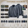 Men's Cold Grey Blue Bomber Leather Jacket, Plain Finnish Cut