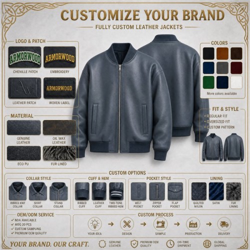 Men's Cold Grey Blue Bomber Leather Jacket, Plain Finnish Cut