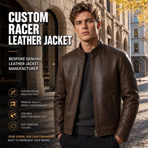 Men's Deep Brown Vegetable Tanned Leather Jacket, Finnish Cut