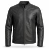 Men's Matte Black Lightweight Racer Leather Jacket, Danish Cut