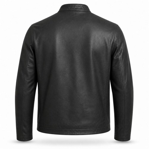 Men's Matte Black Lightweight Racer Leather Jacket, Danish Cut