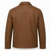 Men's Malt Brown Soft Outdoor Leather Jacket, Plain Danish Cut