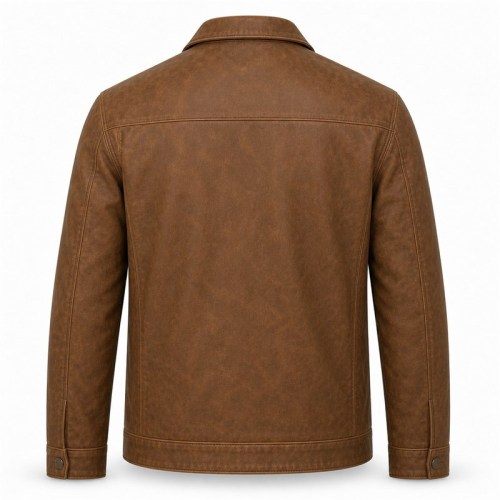 Men's Malt Brown Soft Outdoor Leather Jacket, Plain Danish Cut