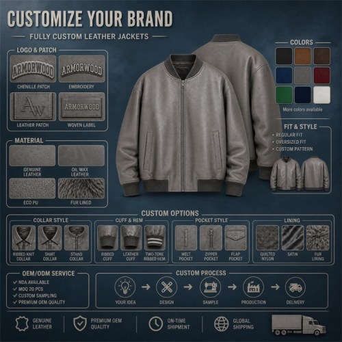 Men's Chinchilla Grey Relaxed Bomber Leather Jacket, Danish Cut