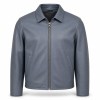 Men's Coastal Grey Blue Relaxed Commuter Leather Jacket, Danish Cut
