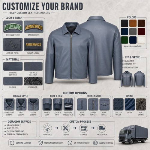 Men's Coastal Grey Blue Relaxed Commuter Leather Jacket, Danish Cut