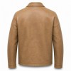 Men's Dune Tan Retro Button Leather Jacket, Plain Danish Cut