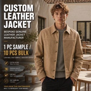 Men's Dune Tan Retro Button Leather Jacket, Plain Danish Cut