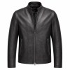 Men's Matte Black Thick Racer Leather Jacket, Lithuanian Cut