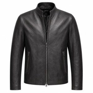 Men's Matte Black Thick Racer Leather Jacket, Lithuanian Cut