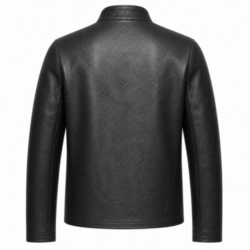 Men's Matte Black Thick Racer Leather Jacket, Lithuanian Cut