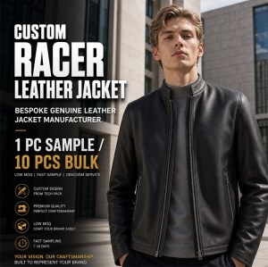 Men's Matte Black Thick Racer Leather Jacket, Lithuanian Cut
