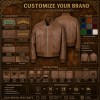 Men's Fog Tea Brown Bomber Leather Jacket, Plain Lithuanian Cut