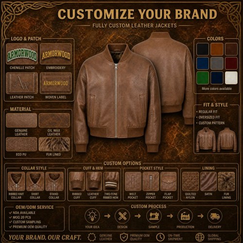 Men's Fog Tea Brown Bomber Leather Jacket, Plain Lithuanian Cut