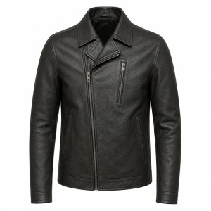 Men's Charcoal Black Urban Biker Leather Jacket, Romanian Cut