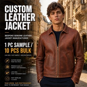 Men's Clay Red Brown Retro Leather Jacket, Plain Romanian Cut