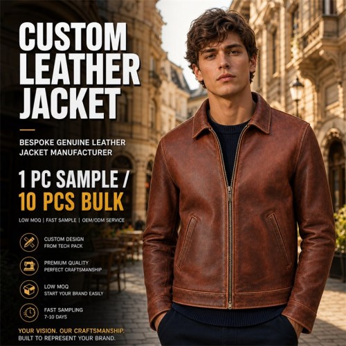 Men's Clay Red Brown Retro Leather Jacket, Plain Romanian Cut