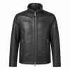 Men's Ink Black Commuter Leather Jacket, Plain Bulgarian Cut