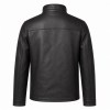 Men's Ink Black Commuter Leather Jacket, Plain Bulgarian Cut
