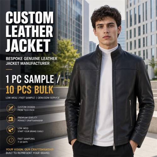 Men's Ink Black Commuter Leather Jacket, Plain Bulgarian Cut