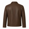 Men's Acorn Brown Outdoor Leather Jacket, Plain Bulgarian Cut