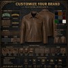 Men's Acorn Brown Outdoor Leather Jacket, Plain Bulgarian Cut