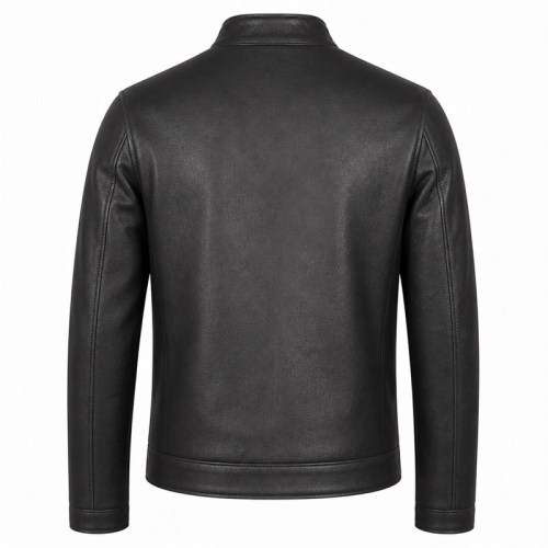 Men's Matte Black Cafe Racer Leather Jacket, Plain Croatian Cut