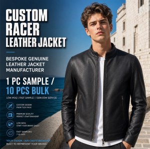 Men's Matte Black Cafe Racer Leather Jacket, Plain Croatian Cut