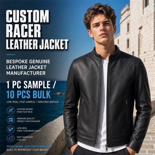Men's Matte Black Cafe Racer Leather Jacket, Plain Croatian Cut