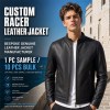 Men's Matte Black Cafe Racer Leather Jacket, Plain Croatian Cut