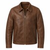 Men's Coastal Walnut Retro Leather Jacket, Plain Croatian Cut
