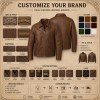 Men's Coastal Walnut Retro Leather Jacket, Plain Croatian Cut