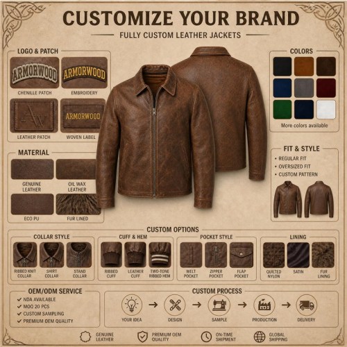 Men's Coastal Walnut Retro Leather Jacket, Plain Croatian Cut