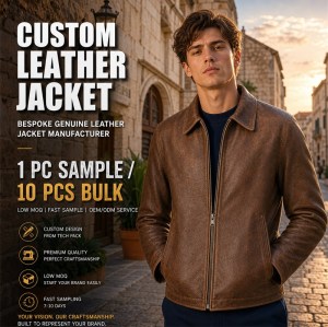 Men's Coastal Walnut Retro Leather Jacket, Plain Croatian Cut