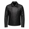 Men's Obsidian Black Urban Biker Leather Jacket, Serbian Cut