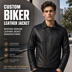 Men's Obsidian Black Urban Biker Leather Jacket, Serbian Cut
