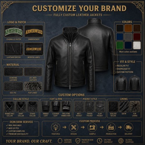 Men's Deep Black Windproof Leather Jacket, Plain Estonian Cut