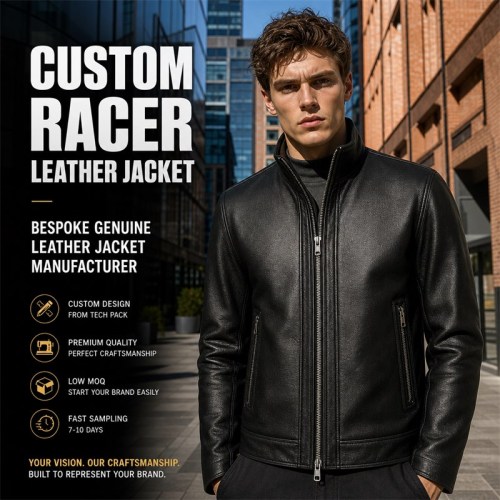 Men's Deep Black Windproof Leather Jacket, Plain Estonian Cut