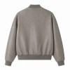 Men's Sandstone Grey Bomber Leather Jacket, Plain Estonian Cut