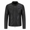 Men's Ink Black Minimalist Racer Leather Jacket, Luxembourg Cut