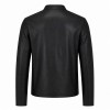Men's Ink Black Minimalist Racer Leather Jacket, Luxembourg Cut