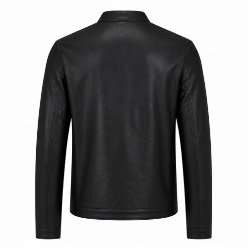 Men's Ink Black Minimalist Racer Leather Jacket, Luxembourg Cut