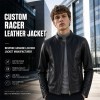 Men's Ink Black Minimalist Racer Leather Jacket, Luxembourg Cut