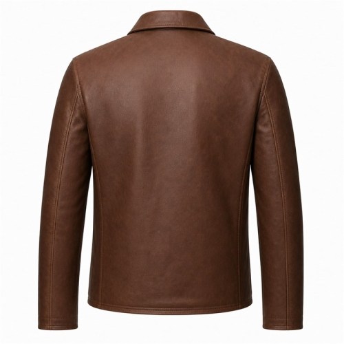 Men's Hazelnut Brown Leather Blazer Jacket, Plain Luxembourg Cut