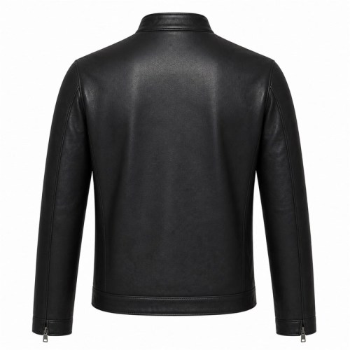 Men's Obsidian Black Lightweight Racer Leather Jacket, Malta Cut