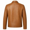 Men's Sand Gold Brown Tumbled Leather Jacket, Plain Malta Cut