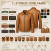 Men's Sand Gold Brown Tumbled Leather Jacket, Plain Malta Cut