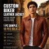 Men's Pampas Clay Red Brown Biker Leather Jacket, Argentinian Cut