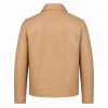Men's Valley Wheat Beige Button Leather Jacket, Argentinian Cut